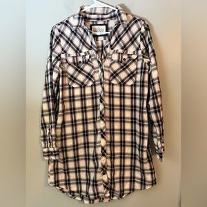 Girl Krazy by Krazy Kat Women's Button Down Long Sleeve Tunic Shirt Size Medium